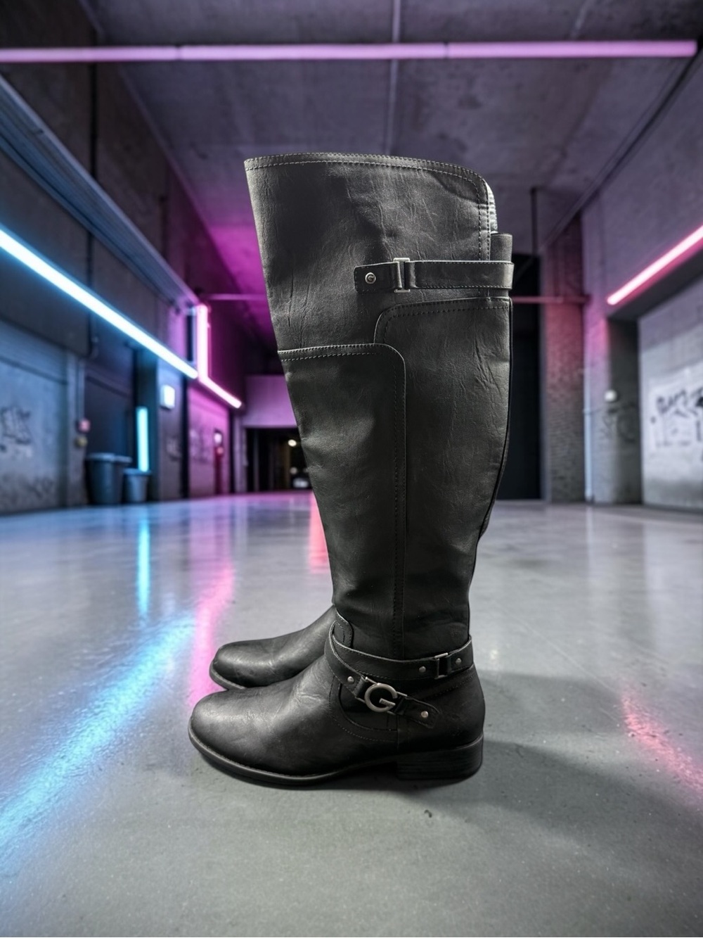 G by Guess Hanny Harvest Black Over The Knee Riding Boots Womens Size 11 R